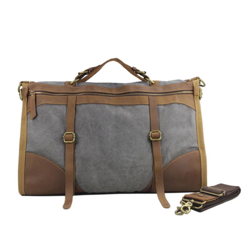 sac week end vintage couleur gris