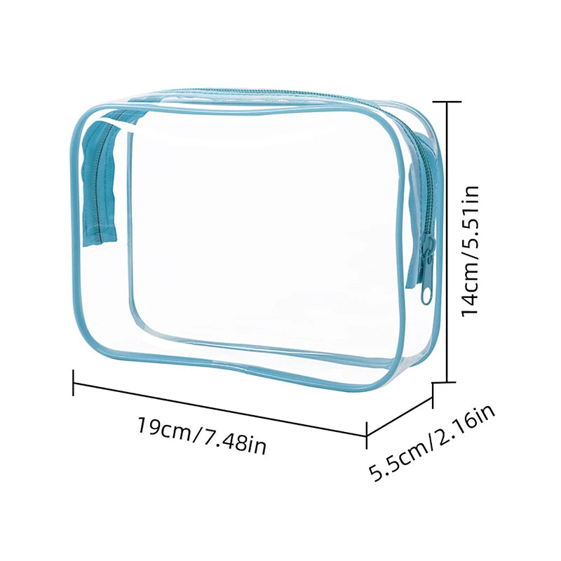 trousse de toilette transparente pour avion couleur bleu ciel