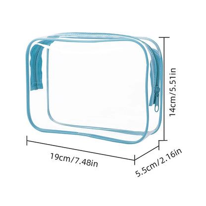 trousse de toilette transparente pour avion couleur bleu ciel