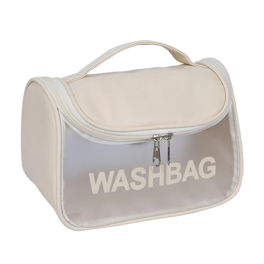 trousse de toilette femme pratique beige vue de face