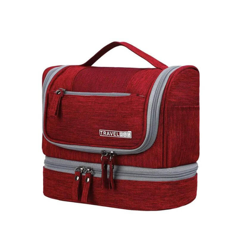 trousse de toilette grand format rouge vue de profil