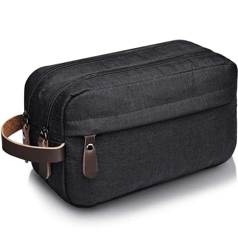 trousse de toilette imperméable pour homme noire vue de profil