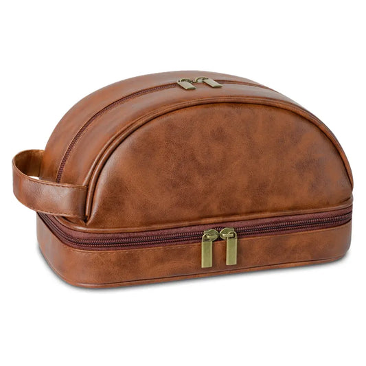 trousse de toilette vintage originale vue de face coloris marron