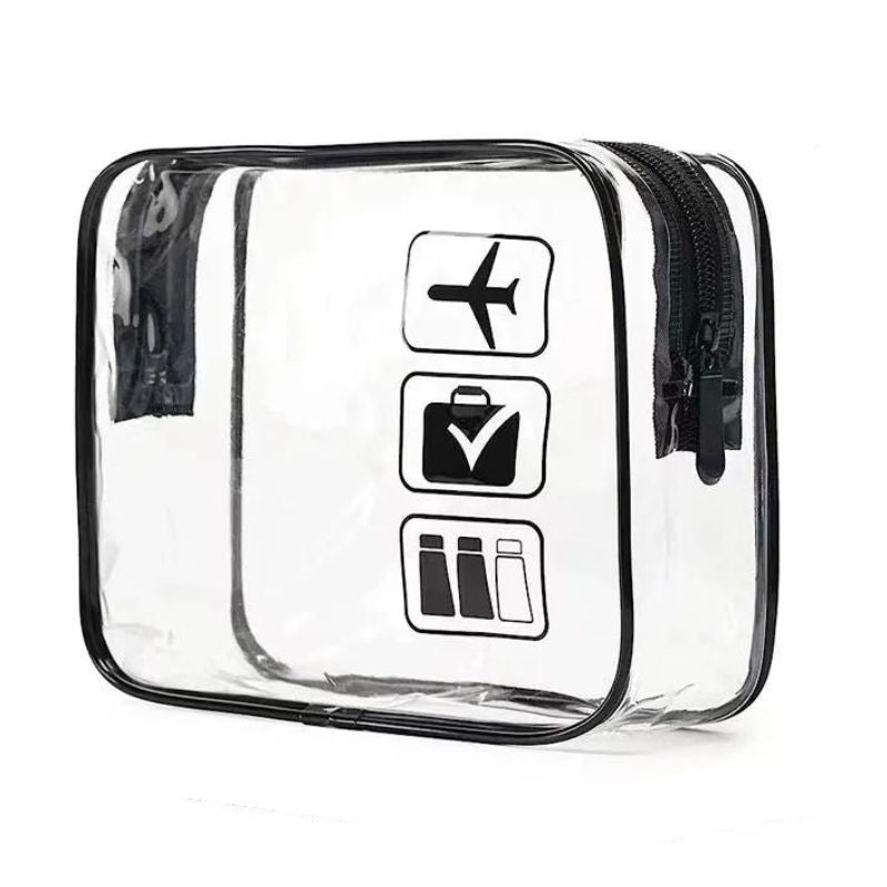 trousse transparente pour avion vue de profil