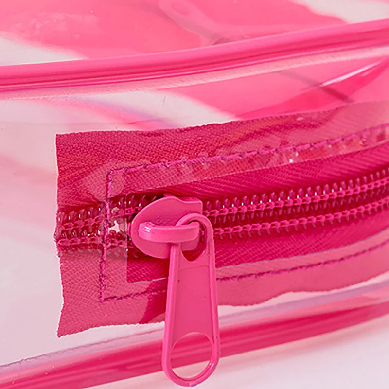 vues sur les coutures de la trousse de toilette transparente pour avion